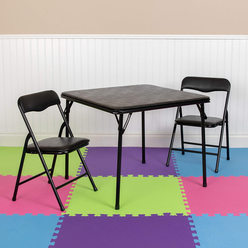 Juego De Mesa Y Sillas Plegables 3 Piezas Para Niños Negro