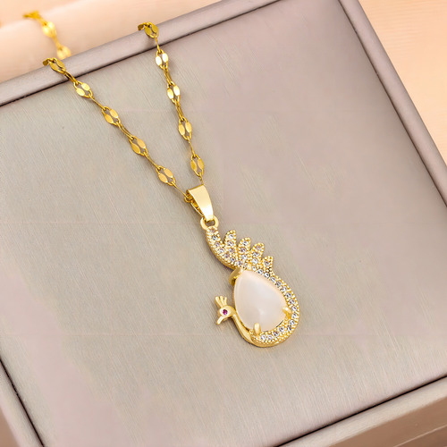 Collar Dije Pavo Real Pavorreal Chapado En Oro De 18k Colgante Con Cadena Para Mujer Dama Elegante