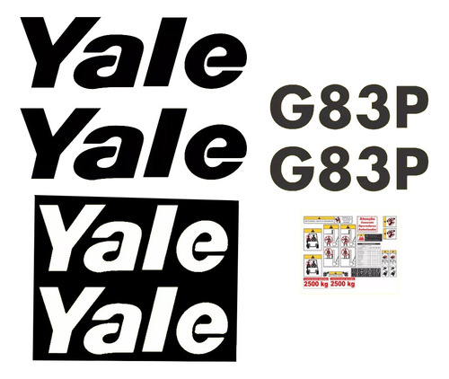 Adesivos Etiquetas De Advertência Kit Empilhadeira Yale G83p Completo Frete Fixo Fgc