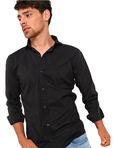 Camisa Vinson Corte Extra Entallada Lisa Negro