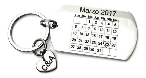 Set De 2 Llaveros De Acero Personalizados Y Dije Corazón