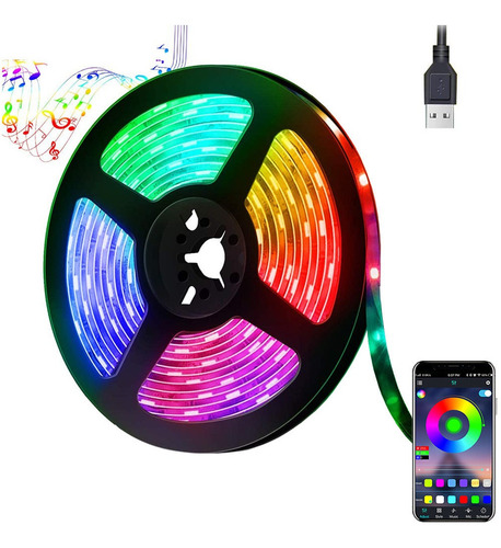 Tira De Luces Led 5050 De 2 M Con Bluetooth Control Por App