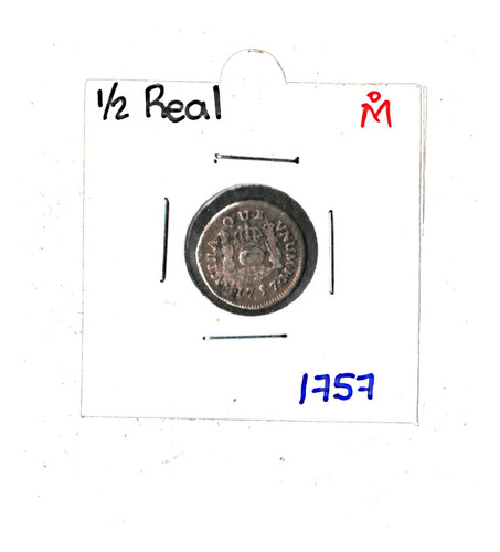 Moneda  Plata 1 /2 Real Columnaria Año 1757  M   Bonita