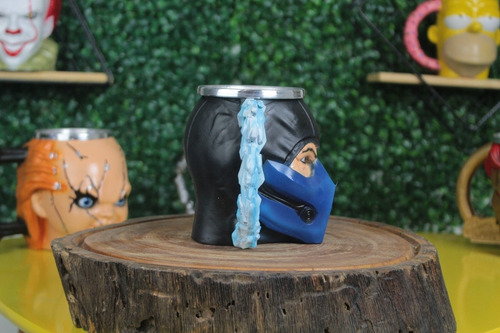 Caneca Resina E Alumínio 3d Sub Zero Mortal Kombat