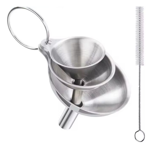 Juego De Embudos De Acero 3 Piezas Con Cepillo De Limpieza