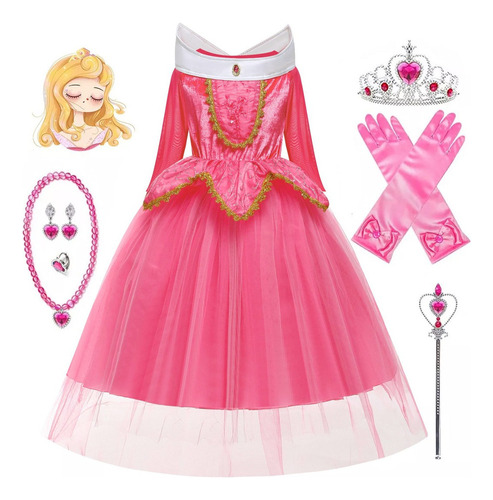 Disfraz De Princesa Aurora Costume Para Niñas Vestido