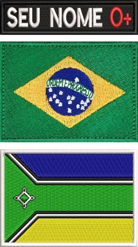 Kit 3pç Tarjeta C/ Nome Brasil Amapá P/ Jaqueta Ban130