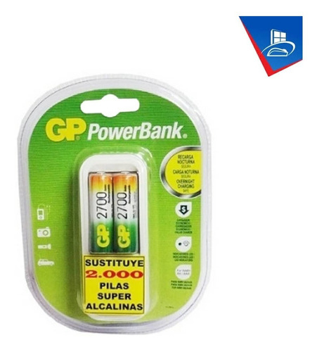 Imagen 1 de 1 de Cargador + Pilas Baterias Recargables Gp Aa 2700 Mah 2 Unid