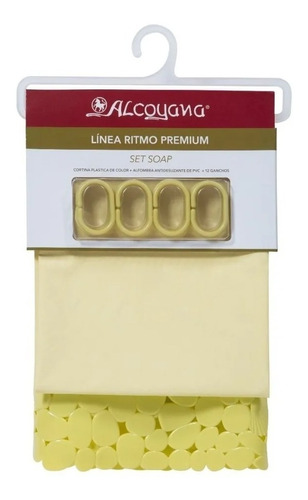 Set De Baño Alcoyana Soap Cortina + Ganchos + Alfombra
