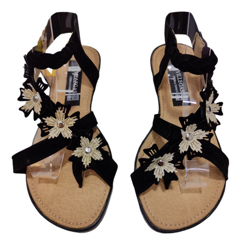 Huarache Sandalia Flores Diagonal Suave Artesanal Dedo