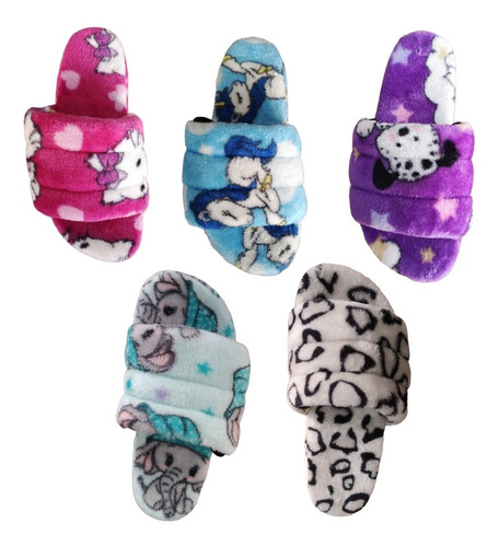 Pantufla De Peluche Abierta Varios Modelos Con Elastico
