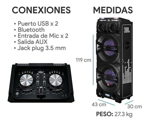 Parlante JBL DJ Xpert J2515 portátil con bluetooth negro