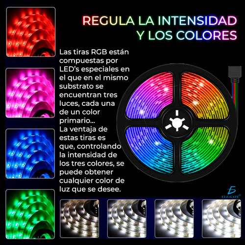 Tira De Luz Led Rbg 5050 Con Control De 2 Mt Led.42.2 T2919 Luz Rgb Ele-Gate