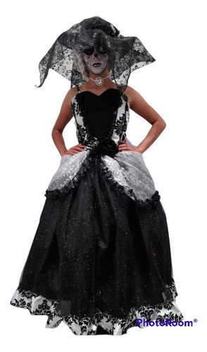 Vestido Disfraz De Halloween Catrina Muerte Niñas + Sombrero | Envío gratis Vestido Disfraz De Halloween Catrina Muerte Niñas + Sombrero | Envío gratis