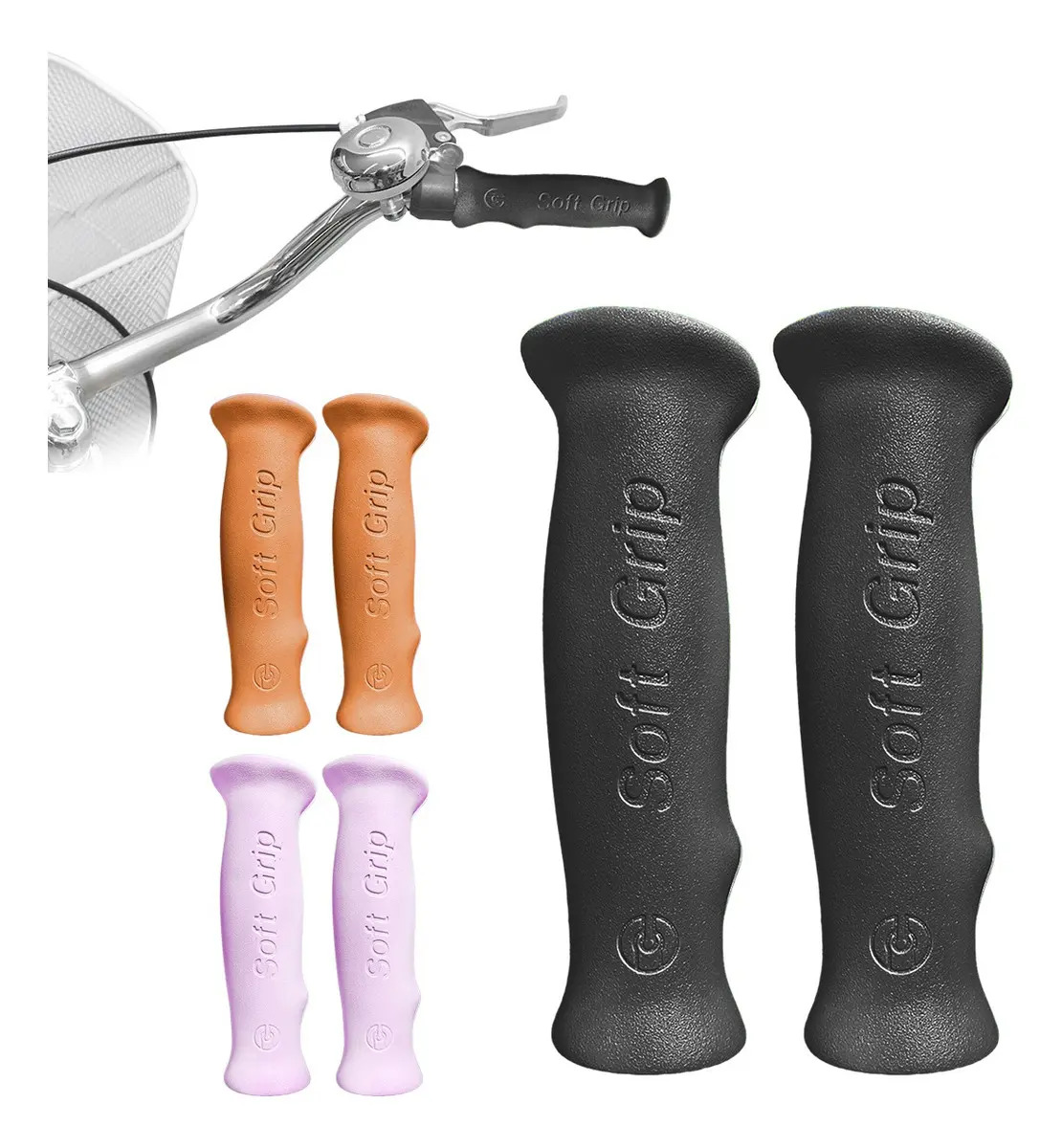 Puños Bicicleta Vintage Ergonómicos Hule 125mm Color Negro