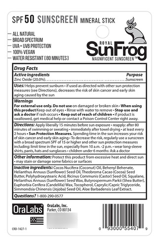 Protector Solar Barra Mineral Stick Sunfrog Spf 50 Sunscreen