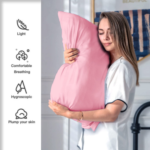 Funda De Almohada De Seda Tamaño Estandar Color Rosa