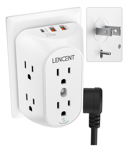 Multicontacto Pared Usb Adaptador De Enchufe 3 A 2 Clavijas