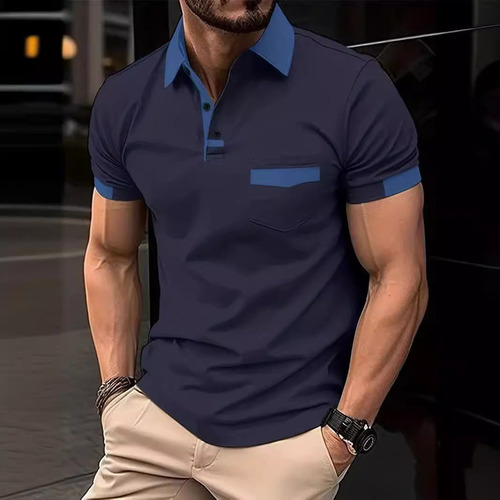 Camisa Polo Deportiva Con Bolsillo Y Bloques De Color