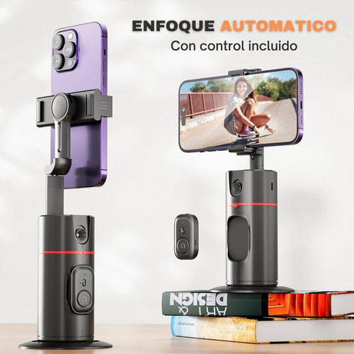 Soporte Celular 360 Seguimiento Facial Auto Face + Control Negro