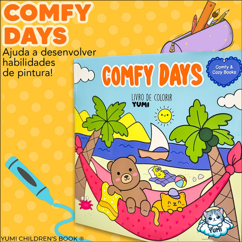 Livro De Colorir Bobbie Comfy Days Dias Quentes Folha Grossa 180g C/ Acetato Coleção Super Fofos
