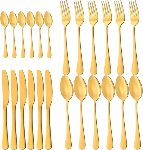 Juego De Cubiertos Dorados Acero Inoxidable 24 Pz.
