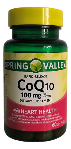Coenzima Coq10 100mg Spring Valley 60cap. Blandas Importado 