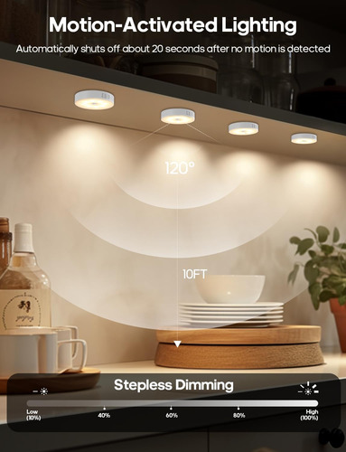 Luces Led Para Debajo Del Gabinete, Luz Recargable Con Senso