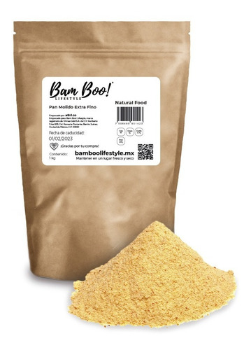 Imagen 1 de 5 de Pan Molido Extra Fino 1 Kg. Bam Boo! Lifestyle
