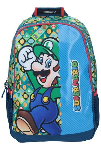 Mochila Grande Verde Mario Bros Muvi