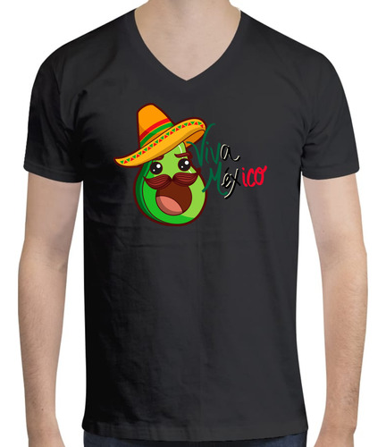 Playera Cuello V Para Hombre De Aguacate Viva México