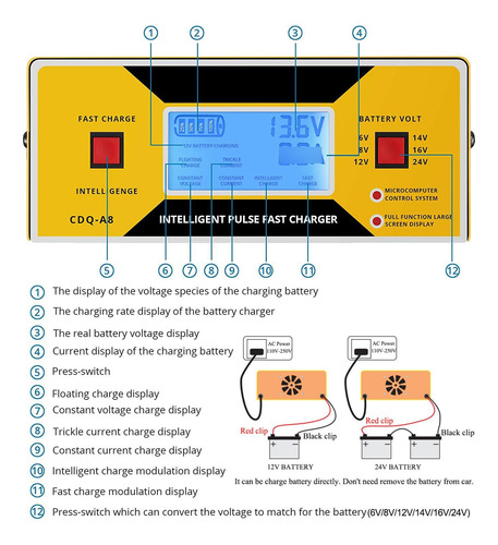 Cargador De Batería Automático Voltaje Ajustable 0-10 A