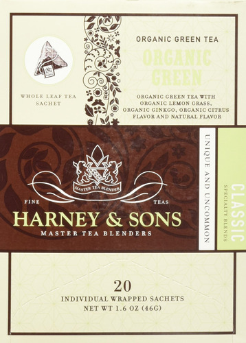 Harney & Sons Fine Teas Verde Orgnico Con Ctricos Y Ginkgo