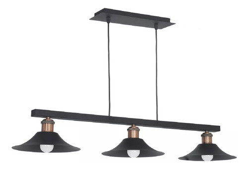 Lamparas Colgantes Cocina Padua 3 Luces E27 Negro