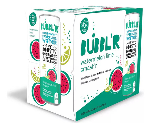 Bubbl'r Antioxidant Aparkling Water Watermelon Lime 6 Pz