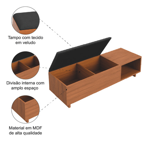 Calçadeira Com Baú Para Quarto Casal Veludo Malaga Dobuê
