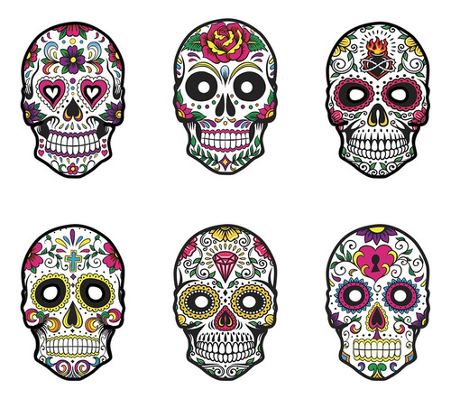 6 Máscaras Del Día De Los Muertos,máscaras De Halloween,