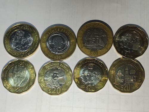 Lote De 8 Monedas De 20 Pesos