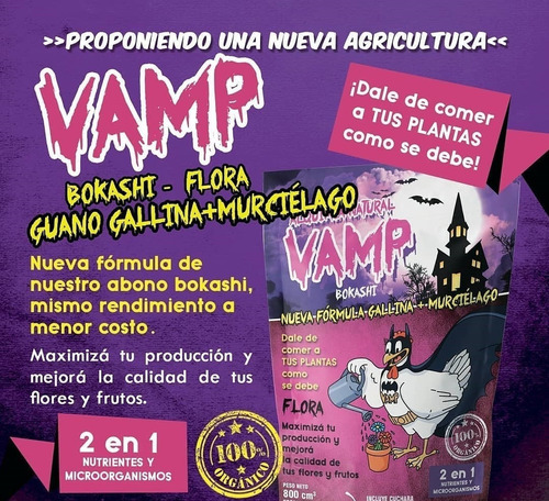 Imagen 2 de 10 de Vamp Bokashi Guano De Gallina Y Murcielago Floración 800 Cm3
