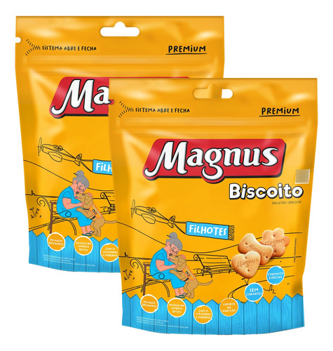 Biscoito Magnus Original Cães Filhotes 250g 2 Unid
