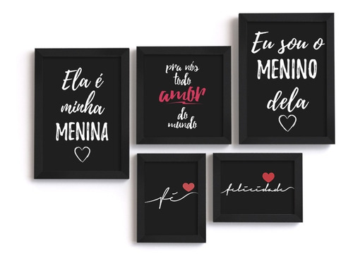 Kit Quadros Decorativos Quarto Casal Frases Amor Promoção