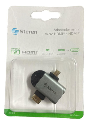 Steren Adaptador Mini / Micro Hdmi A Hdmi 203-840 Color Gris Oscuro