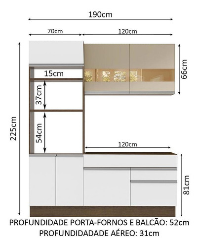 Cozinha Compacta Madesa Helen 6 Portas (sem Tampo E Pia) Cor Rustic/Branco/Crema