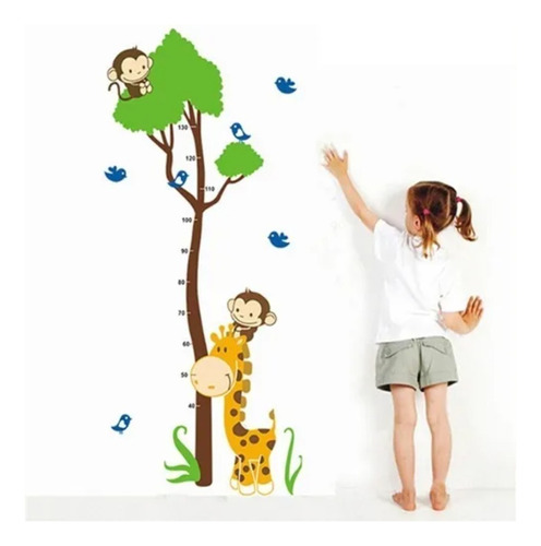 Vinil Decorativo Medidor Infantil Jirafa Con Arbol 