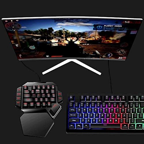 Teclado Mecanico Para Juegos Rgb Con Una Sola Mano, Colorido