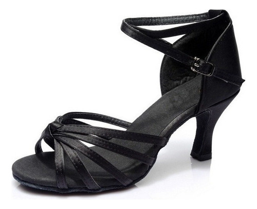 / Zapatos De Baile Latino De Tacón Medio De Seda Satinada .