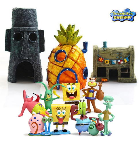 Kit 11 Piezas Figura De Acción De Bob Esponja Modelo Funko P