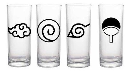 Set De Vasos Altos Naruto Konoha Uzumaki Uchiha Akatsuki 