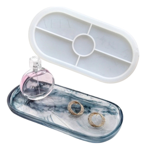 Molde Silicona Bandeja Jabonera Resina - Cemento Ovalada Transparente