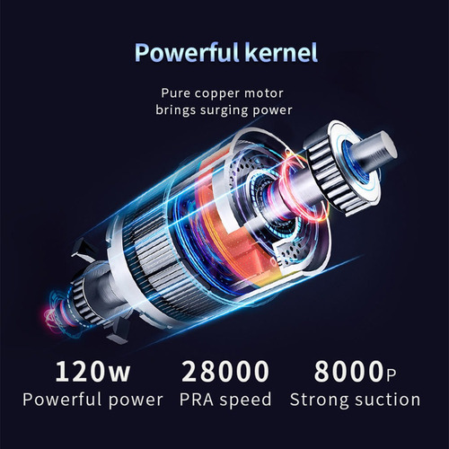 Imagen 9 de 12 de Aspiradora De Coche 120w 12v 26000pm 8000pa Usb Recargable